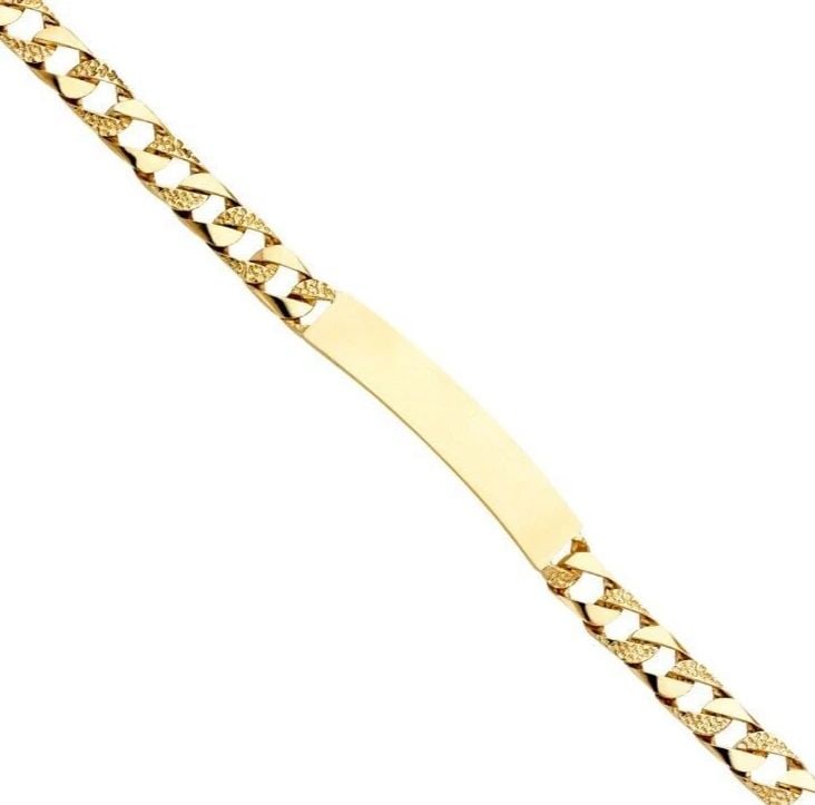 NEW 14K YELLOW GOLD NUGGET CURB LINK ID BRACELET: NEW 14K YELLOW GOLD NUGGET CUBAN LINK ID BRACELET NUGGET CUBAN LINK ID BRACELET NEW 14K YELLOW GOLD LENGTH - 8.5in Apx WEIGHT - 20.8g