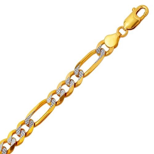 NEW 14K WHITE PAVE GOLD FIGARO FLAT WHITE PAVE BRACELET: NEW 14K WHITE PAVE GOLD FIGARO FLAT WHITE PAVE BRACELET FIGARO FLAT WHITE PAVE BRACELET NEW 14K WHITE PAVE GOLD LENGTH: 8" inch AVERAGE Apx WEIGHT: 20.6g