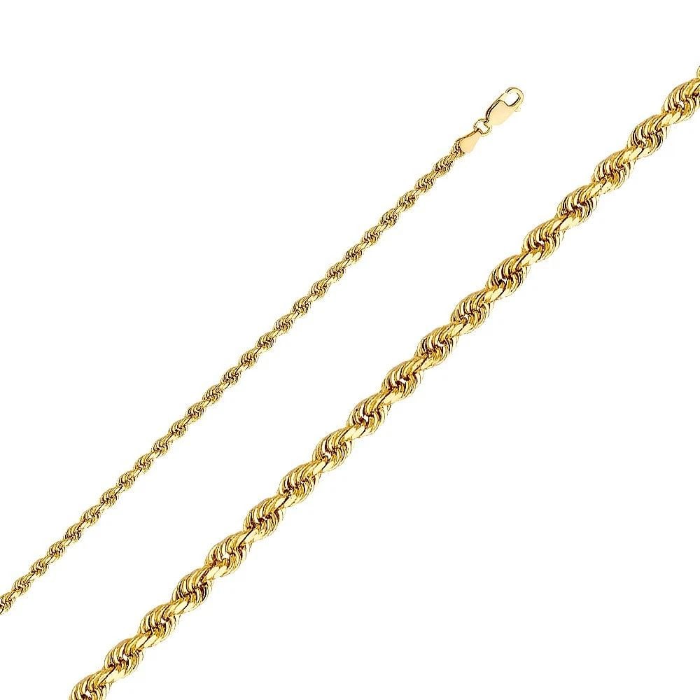 NEW 14K YELLOW GOLD SOLID ROPE 3MM DC CHAIN: 14K YELLOW GOLD SOLID ROPE 3MM DC CHAIN SOLID ROPE 3MM DC CHAIN NEW 14K YELLOW GOLD WIDTH: mm AVERAGE Apx WEIGHT: 15.7g