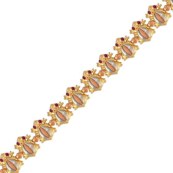 NEW 14K TRICOLOR GOLD FANCY FROG BRACELET (1 of 2)