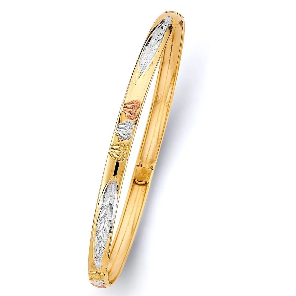 NEW 14K TRI COLOR GOLD ADJUSTABLE BANGLE (1 of 2)