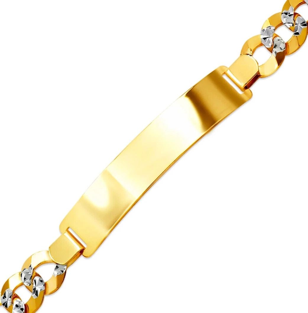 NEW 14K WHITE PAVE GOLD CURB MENS LIGHT ID BRACELET (1 of 2)