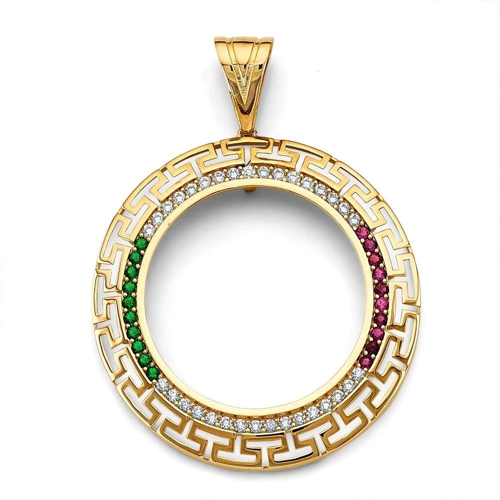 NEW 14K YELLOW GOLD GREEK COIN FRAME (50 PESOS) (1 of 2)