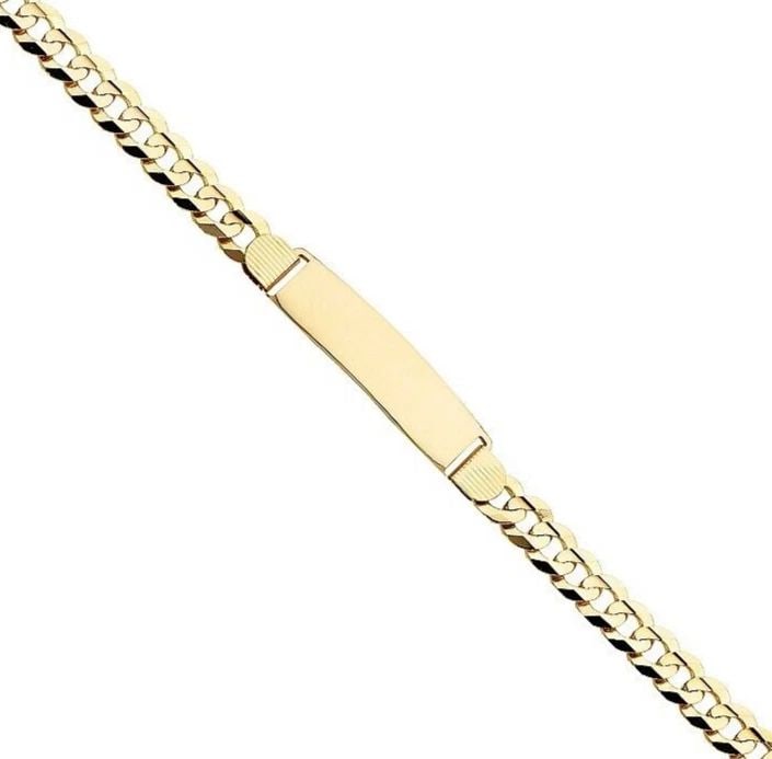NEW 14K YELLOW GOLD CURB ID BRACELET: 14K YELLOW GOLD CUBAN 210 ID BRACELET CUBAN ID BRACELET NEW 14K YELLOW GOLD LENGTH - 8.5in Apx WEIGHT - 19g