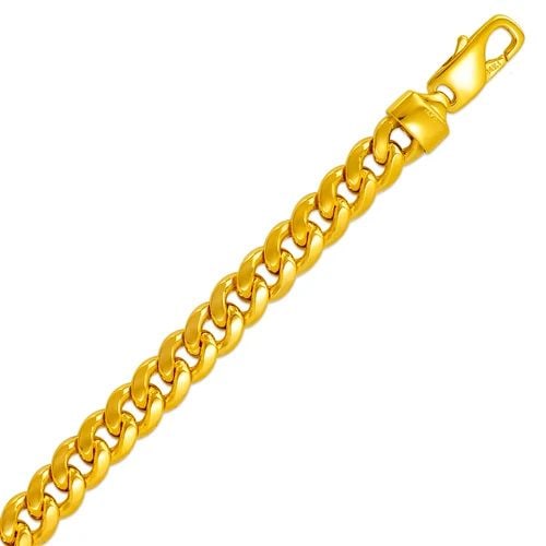 NEW 14K YELLOW GOLD HOLLOW MIAMI CURB BRACELET: NEW 14K YELLOW GOLD HOLLOW MIAMI CURB BRACELET HOLLOW MIAMI CURB BRACELET NEW 14K YELLOW GOLD LENGTH: 8" inch AVERAGE Apx WEIGHT: 17.7g
