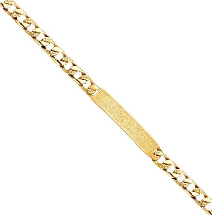 NEW 14K YELLOW GOLD NUGGET CURB LINK FRAME ID BRACELET: NEW 14K YELLOW GOLD NUGGET CUBAN LINK FRAME ID BRACELET NUGGET CUBAN LINK FRAME ID BRACELET NEW 14K YELLOW GOLD LENGTH - 8.5in Apx WEIGHT - 17.6g