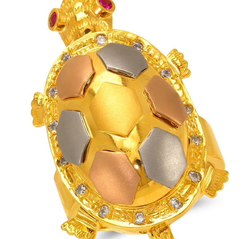NEW 14K TRICOLOR GOLD 35MM FANCY TURTLE RING (1 of 2)