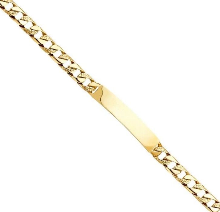 NEW 14K YELLOW GOLD NUGGET CURB LINK ID BRACELET: NEW 14K YELLOW GOLD NUGGET CUBAN LINK ID BRACELET NUGGET CUBAN LINK ID BRACELET NEW 14K YELLOW GOLD LENGTH - 8in Apx WEIGHT - 16.8g