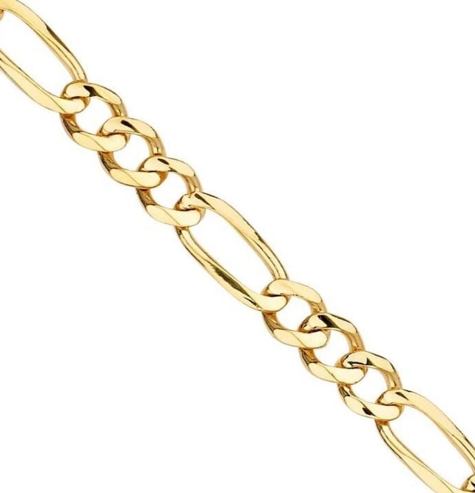 NEW 14K YELLOW GOLD FIGARO LINK BRACELET: NEW 14K YELLOW GOLD FIGARO LINK BRACELET FIGARO LINK BRACELET NEW 14K YELLOW GOLD LENGTH - 8in Apx WEIGHT - 16.8g