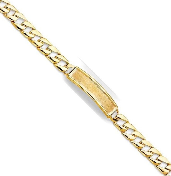 NEW 14K YELLOW GOLD STAMP CURB LINK FRAME ID BRACELET: NEW 14K YELLOW GOLD STAMP CUBAN LINK FRAME ID BRACELET STAMP CUBAN LINK FRAME ID BRACELET NEW 14K YELLOW GOLD LENGTH - 8.5in Apx WEIGHT - 16.3g