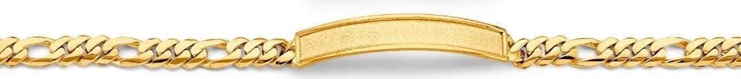 NEW 14K YELLOW GOLD FIGARO LINK FRAME ID BRACELET: NEW 14K YELLOW GOLD FIGARO LINK FRAME ID BRACELET FIGARO LINK FRAME ID BRACELET NEW 14K YELLOW GOLD LENGTH - 8in Apx WEIGHT - 16.1g