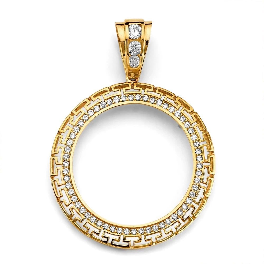 NEW 14K YELLOW GOLD GREEK COIN FRAME (50 PESOS) (1 of 2)