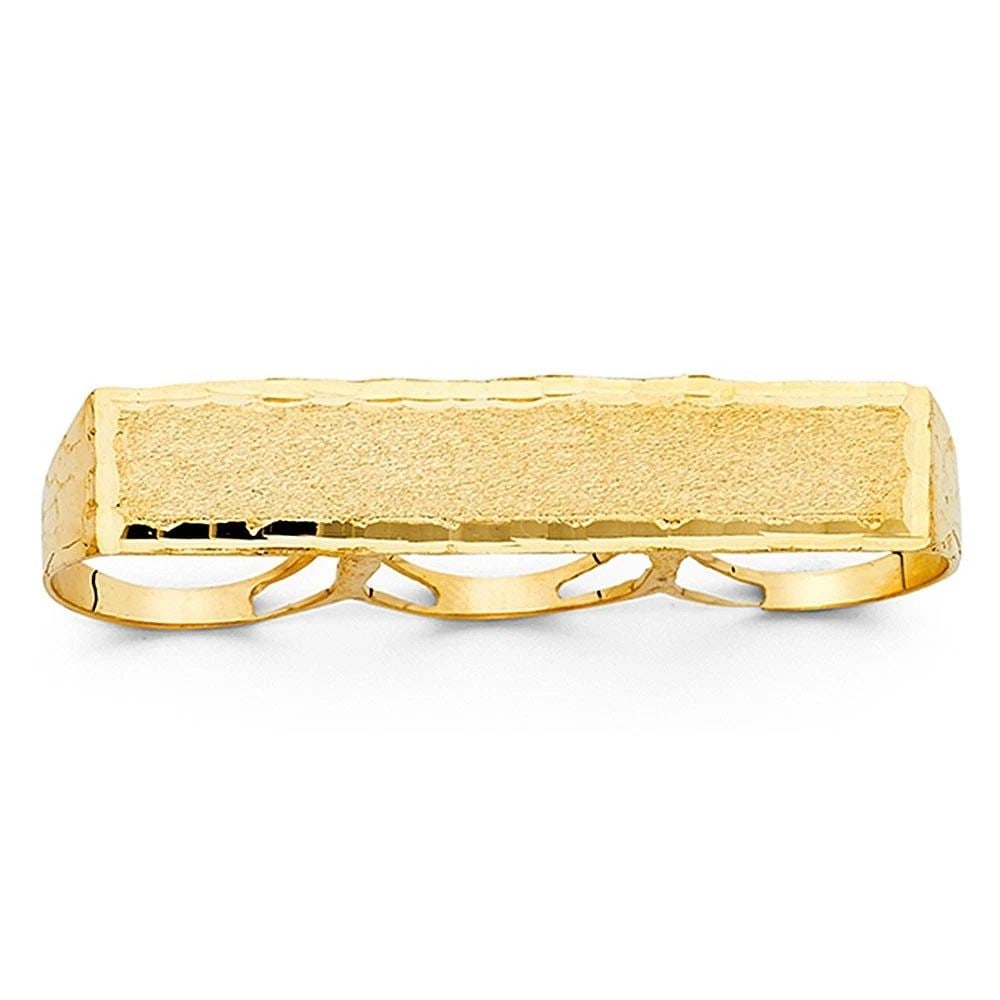 NEW 14K YELLOW GOLD 3 FINGER MEN'S RING - SIZE 10 (1 of 2)