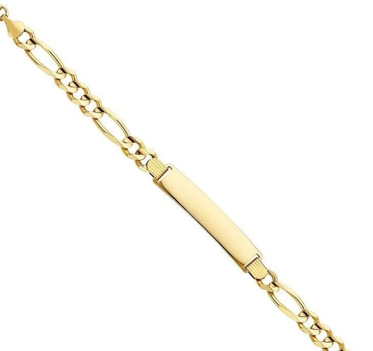 NEW 14K YELLOW GOLD FIGARO 3+1 ID BRACELET: 14K YELLOW GOLD FIGARO 3+1 ID BRACELET FIGARO 3+1 ID BRACELET NEW 14K YELLOW GOLD LENGTH - 8.5in Apx WEIGHT - 15.7g
