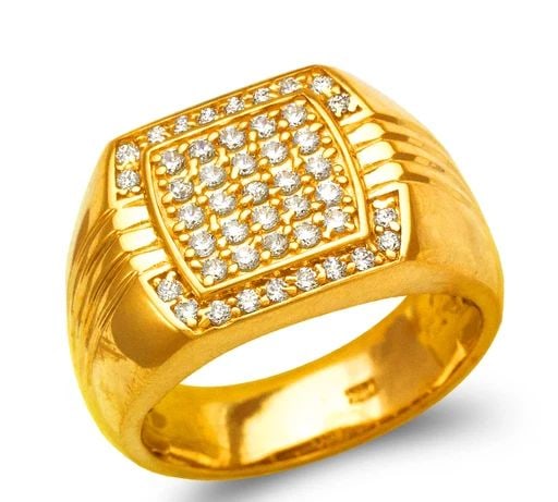 NEW 14K YELLOW GOLD MEN'S CLUSTER RING (1 of 2)