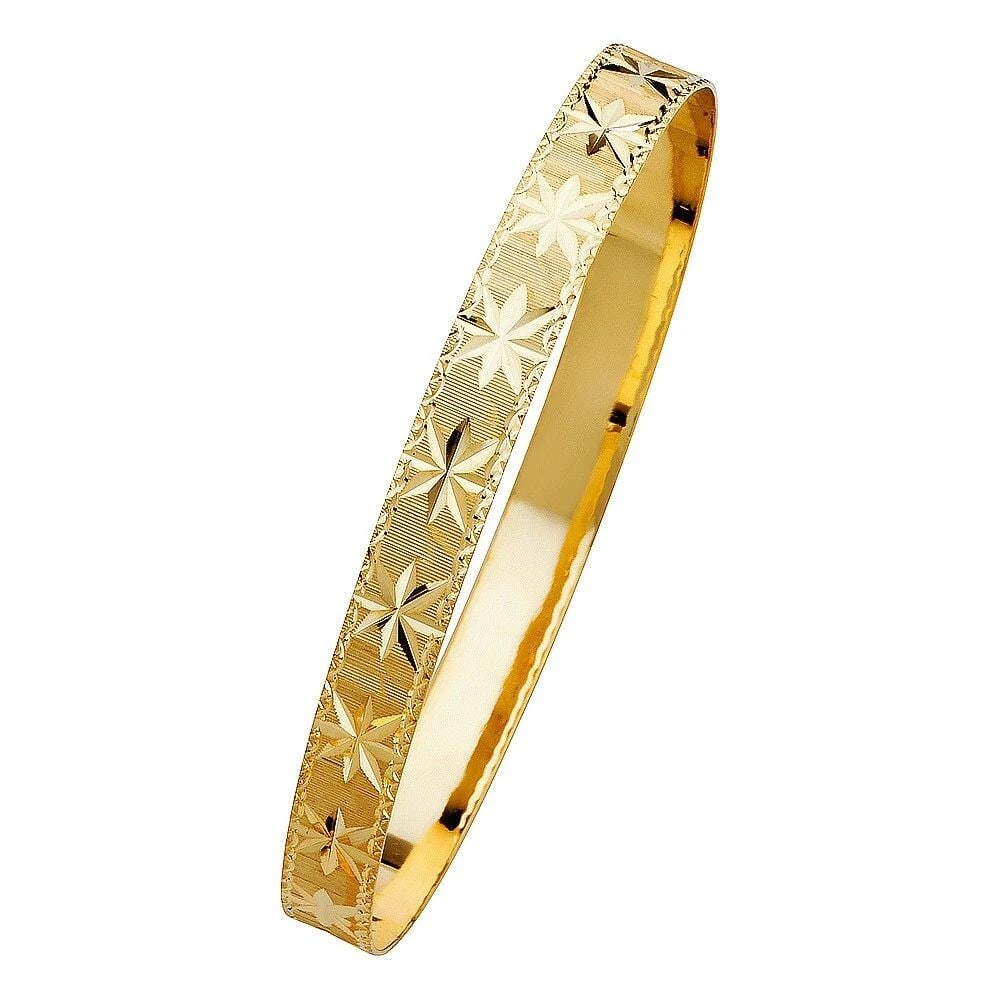 NEW 14K YELLOW GOLD 8MM SOLID BANGLE: NEW 14K YELLOW GOLD 8MM SOLID BANGLE 8MM SOLID BANGLE NEW 14K YELLOW GOLD LENGTH - 7in Apx WEIGHT - 11.4g