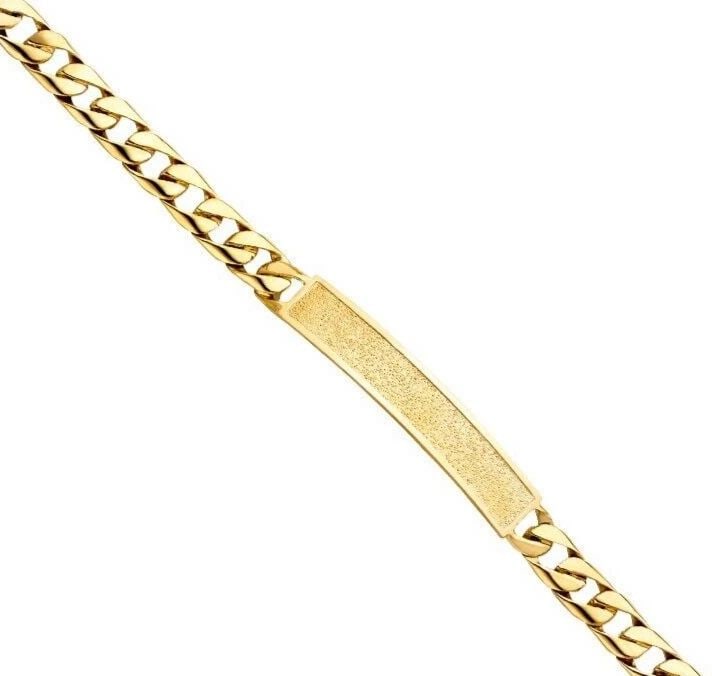 NEW 14K YELLOW GOLD CURB LINK FRAME ID BRACELET: NEW 14K YELLOW GOLD CUBAN LINK FRAME ID BRACELET CUBAN LINK FRAME ID BRACELET NEW 14K YELLOW GOLD LENGTH - 8in Apx WEIGHT - 15.3g