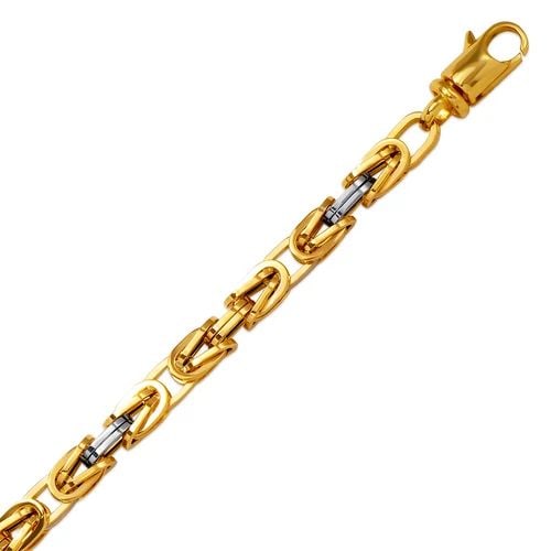 NEW 14K TWO TONE GOLD HOLLOW BYZANTINE BRACELET (1 of 2)