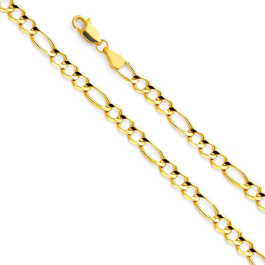 NEW 14K YELLOW GOLD FIGARO 3+1 120 OPEN CHAIN: 14K YELLOW GOLD FIGARO 3+1 120 OPEN CHAIN FIGARO 3+1 120 OPEN CHAIN NEW 14K YELLOW GOLD WIDTH: mm AVERAGE Apx WEIGHT: 12.3g
