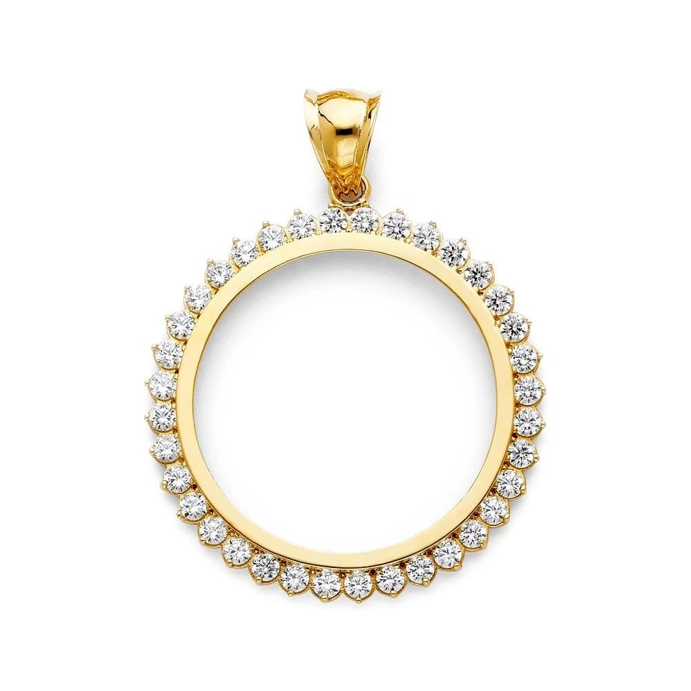 NEW 14K YELLOW GOLD ROUND FRAME (50PESOS): NEW 14K YELLOW GOLD ROUND FRAME (50PESOS) ROUND FRAME (50PESOS) NEW 14K YELLOW GOLD Height : 60 mm Width : 45 mm Apx. WEIGHT : 11.2g