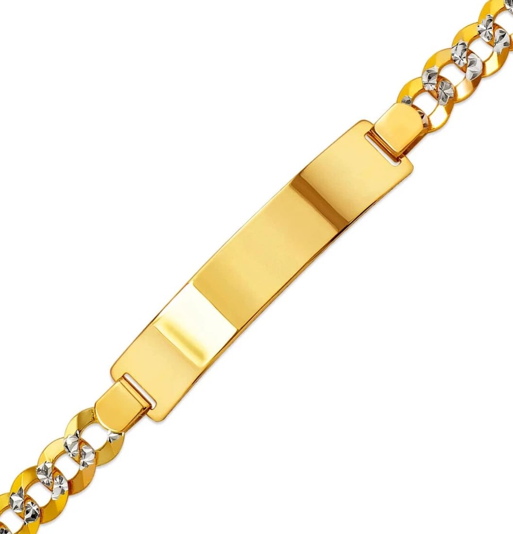 NEW 14K WHITE PAVE GOLD CURB LIGHT ID BRACELET: NEW 14K WHITE PAVE GOLD CURB LIGHT ID BRACELET 14K White Pave Gold Approx. 180 Gauge (10.0mm ID, 8.0mm Bracelet) High Polished/Diamond Cut Lobster Lock Length 8" Weight: 14.5 Grams
