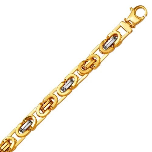 NEW 14K TWO TONE GOLD HOLLOW BYZANTINE BRACELET (1 of 2)