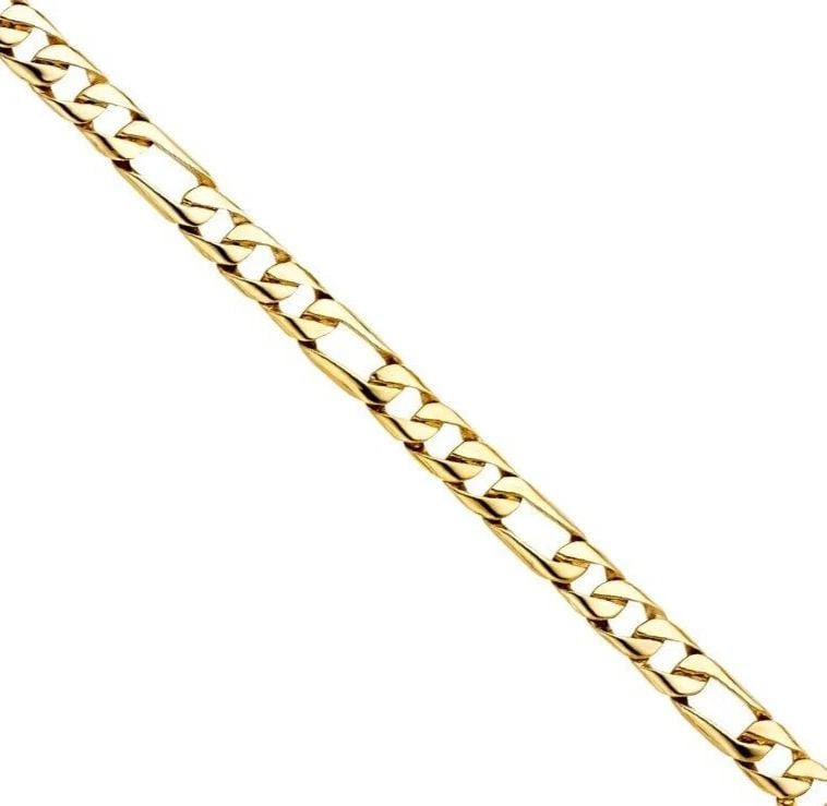 NEW 14K YELLOW GOLD FIGARO LINK BRACELET (1 of 2)