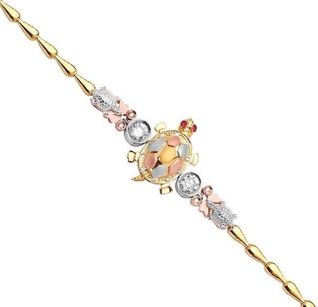NEW 14K TRI COLOR GOLD TURTLE BRACELET (1 of 2)