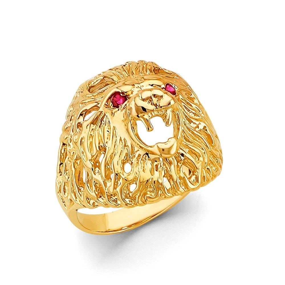 NEW 14K YELLOW GOLD LION MEN'S RING - SIZE 10 (1 of 2)