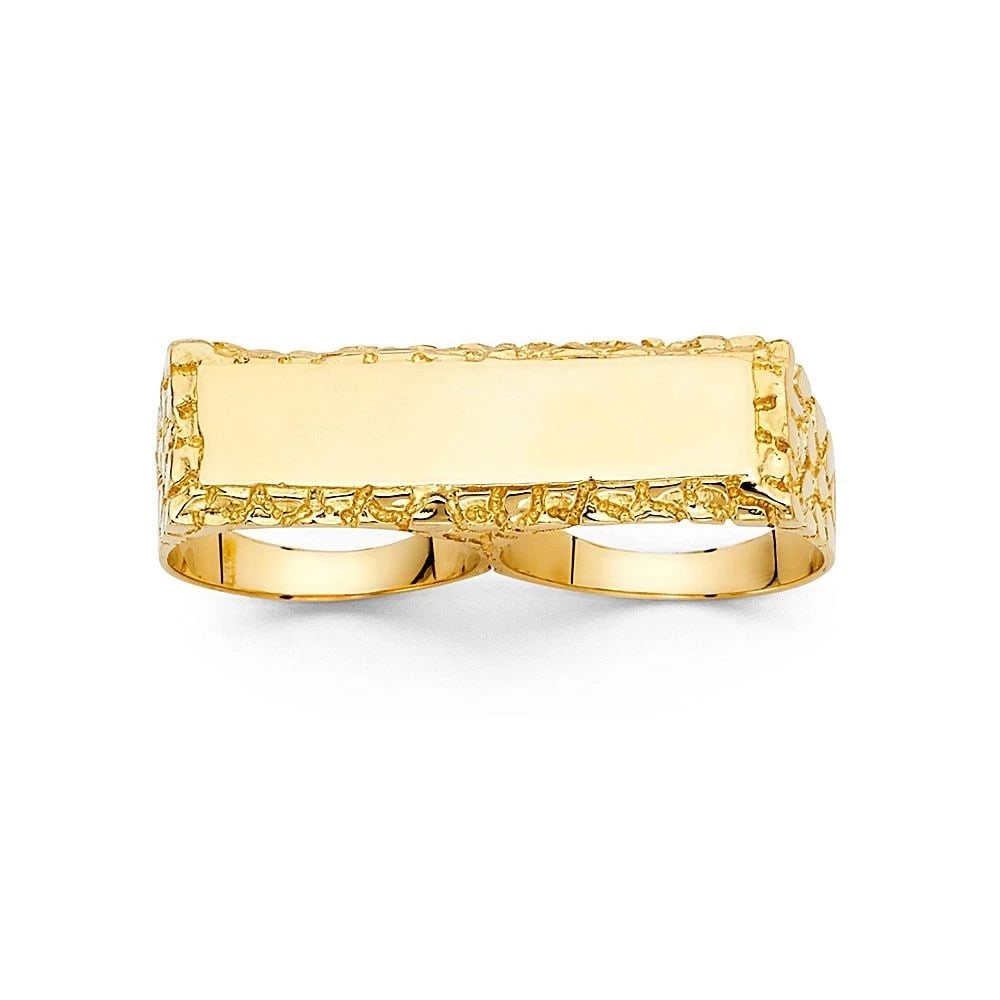 NEW 14K YELLOW GOLD 2 FINGER MEN'S RING - SIZE 10 (1 of 2)
