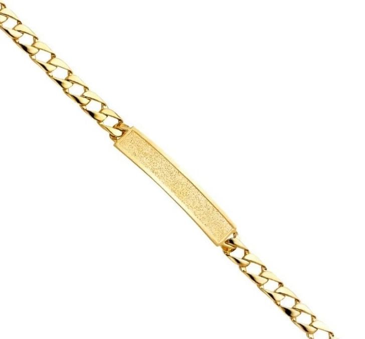 NEW 14K YELLOW GOLD CURB LINK FRAME ID BRACELET: NEW 14K YELLOW GOLD CUBAN LINK FRAME ID BRACELET CUBAN LINK FRAME ID BRACELET NEW 14K YELLOW GOLD LENGTH - 8in Apx WEIGHT - 13.1g