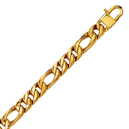 NEW 14K YELLOW GOLD HOLLOW FIGARO BRACELET: NEW 14K YELLOW GOLD HOLLOW FIGARO BRACELET HOLLOW FIGARO BRACELET NEW 14K YELLOW GOLD LENGTH: 8.5" inch AVERAGE Apx WEIGHT: 13.0g