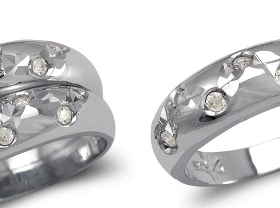 NEW 14K WHITE GOLD WHITE WEDDING TRIO RING SET (1 of 2)