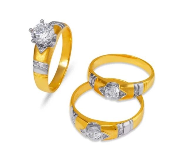 NEW 14K TWO TONE GOLD WEDDING TRIO RING SET (1 of 2)