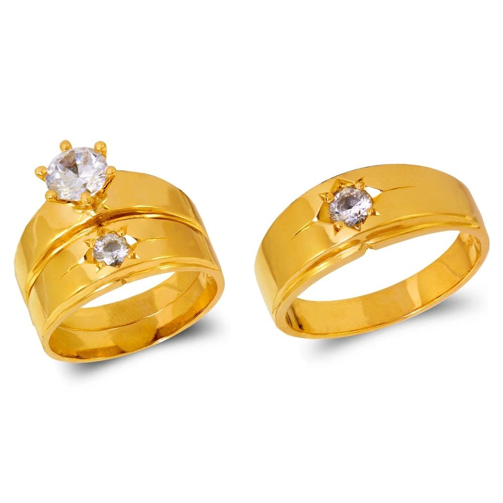 NEW 14K YELLOW GOLD WEDDING TRIO RING SET (1 of 2)