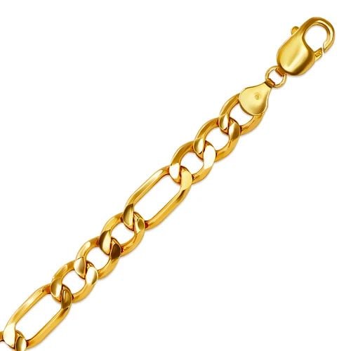 NEW 14K YELLOW GOLD HOLLOW FIGARO BRACELET: NEW 14K YELLOW GOLD HOLLOW FIGARO BRACELET HOLLOW FIGARO BRACELET NEW 14K YELLOW GOLD LENGTH: 8" inch AVERAGE Apx WEIGHT: 12.6g