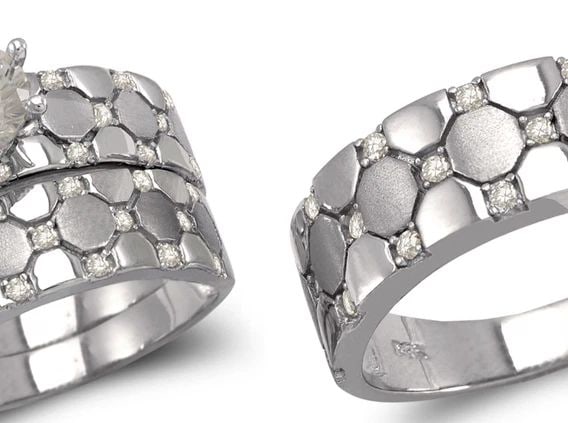NEW 14K WHITE GOLD WHITE WEDDING TRIO RING SET (1 of 2)