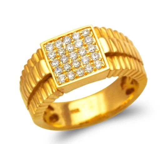 NEW 14K YELLOW GOLD MEN'S CLUSTER RING (1 of 2)