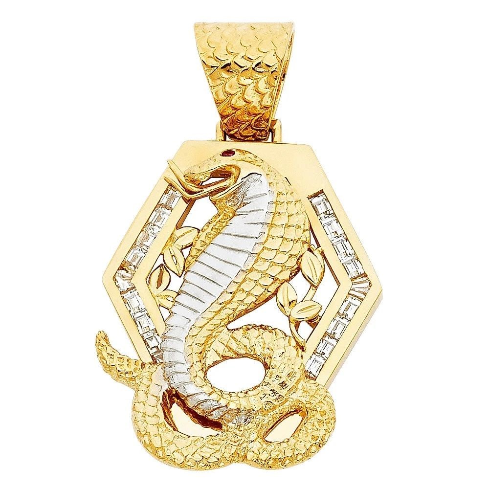 NEW 14K TWO TONE GOLD VIPER SNAKE PENDANT (1 of 2)