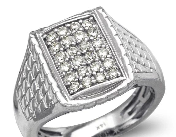 NEW 14K WHITE GOLD MEN'S WHITE CLUSTER RING (1 of 2)