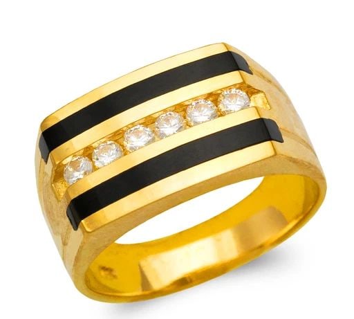 NEW 14K YELLOW GOLD MEN'S FULL CUT ONYX RING: NEW 14K YELLOW GOLD MEN'S FULL CUT ONYX RING MEN'S FULL CUT ONYX RING NEW 14K YELLOW GOLD SIZE Apx: 11mm Apx WEIGHT: 11.9g