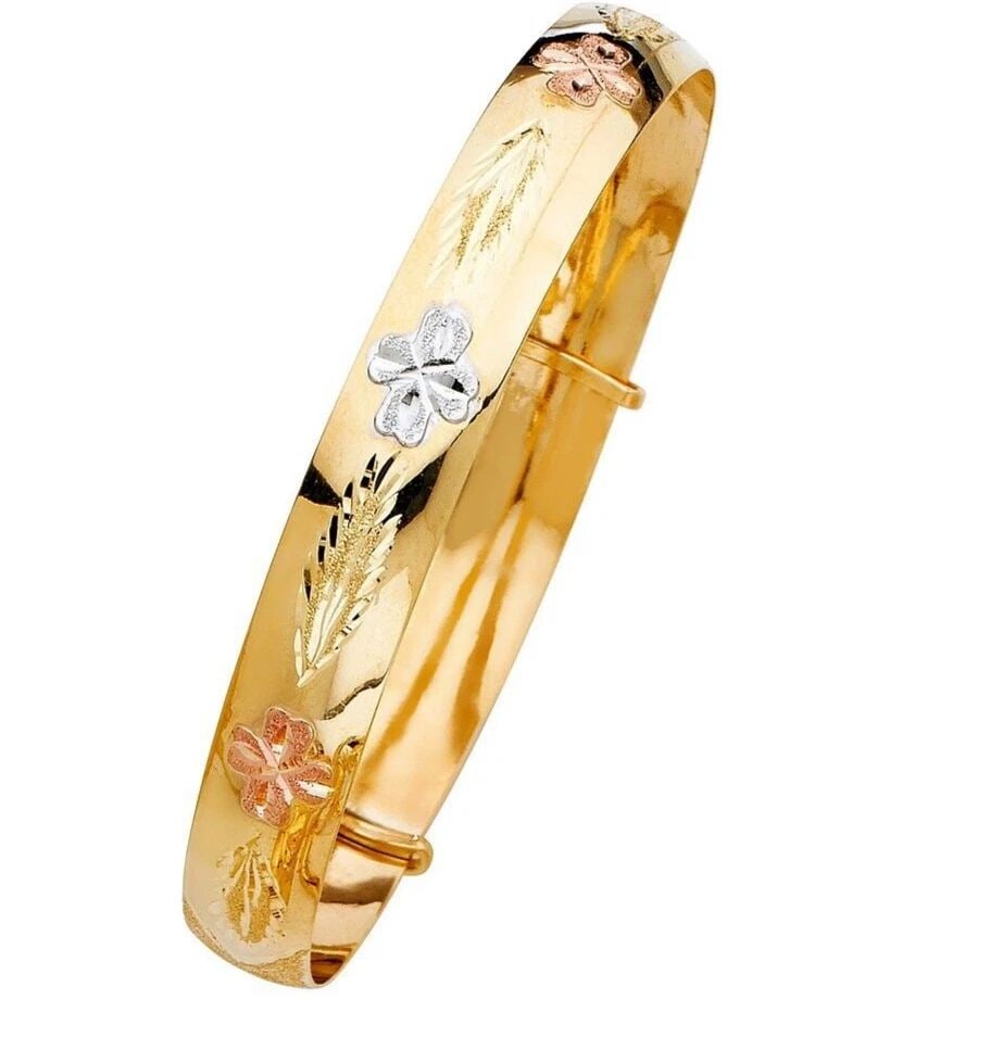 NEW 14K TRI COLOR GOLD ADJUSTABLE BANGLE (1 of 2)