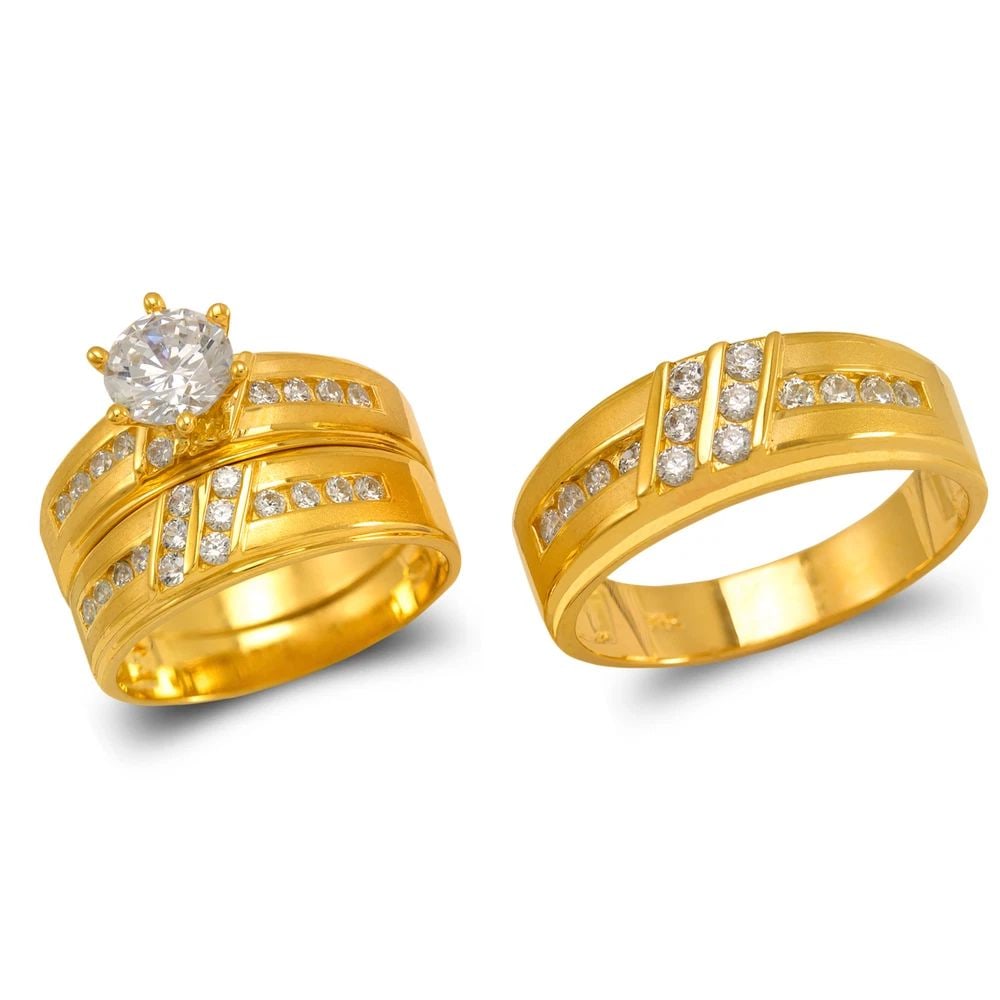 NEW 14K YELLOW GOLD WEDDING TRIO RING SET (1 of 2)