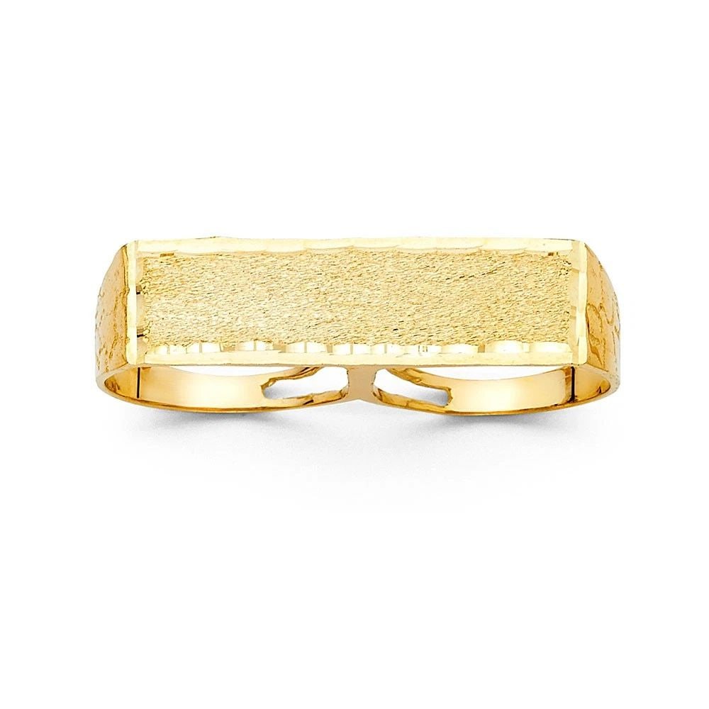 NEW 14K YELLOW GOLD 2 FINGER MEN'S RING - SIZE 10 (1 of 2)