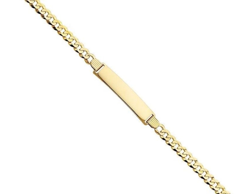 NEW 14K YELLOW GOLD CURB ID BRACELET (1 of 2)