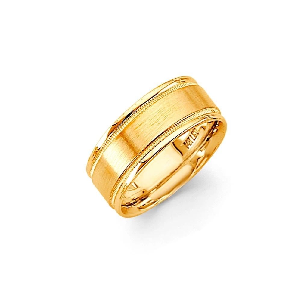 NEW 14K YELLOW GOLD 8MM BRUSHED WEDDING BAND - SIZE 8-12: NEW 14K YELLOW GOLD 8MM BRUSHED WEDDING BAND 8MM BRUSHED WEDDING BAND NEW 14K YELLOW GOLD Apx. WEIGHT: 9.3g