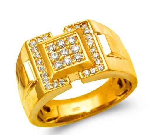 NEW 14K YELLOW GOLD MEN'S CLUSTER RING (1 of 2)
