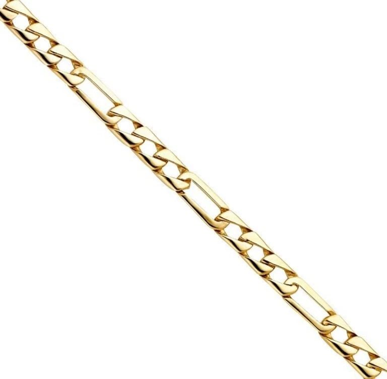 NEW 14K YELLOW GOLD FIGARO LINK BRACELET: NEW 14K YELLOW GOLD FIGARO LINK BRACELET FIGARO LINK BRACELET NEW 14K YELLOW GOLD LENGTH - 8in Apx WEIGHT - 11.2g
