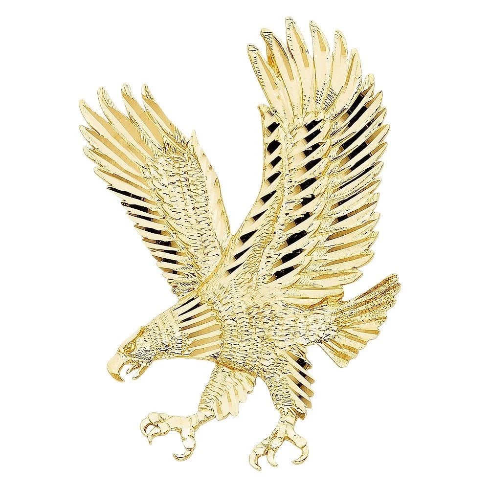 NEW 14K YELLOW GOLD EAGLE PENDANT: NEW 14K YELLOW GOLD EAGLE PENDANT EAGLE PENDANT NEW 14K YELLOW GOLD Height : 62 mm Width : 43 mm Apx. WEIGHT : 11.1g