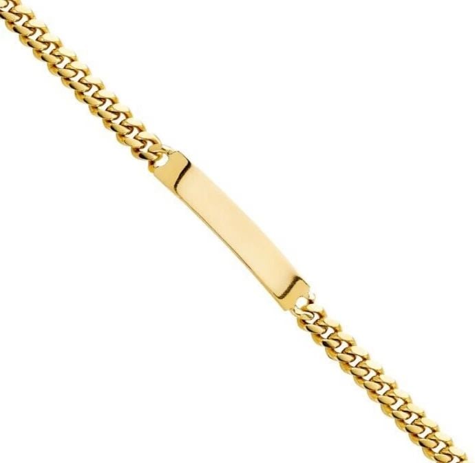 NEW 14K YELLOW GOLD CURB PLAIN KIDS ID BRACELET: 14K YELLOW GOLD CUBAN PLAIN KIDS ID BRACELET CUBAN PLAIN KIDS ID BRACELET NEW 14K YELLOW GOLD LENGTH - 6in Apx WEIGHT - 11.1g